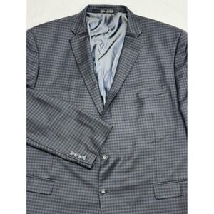 Calvin Klein Charcoal Gray/Black Checkered Silk/Wool Sport Coat Blazer 54L EUC